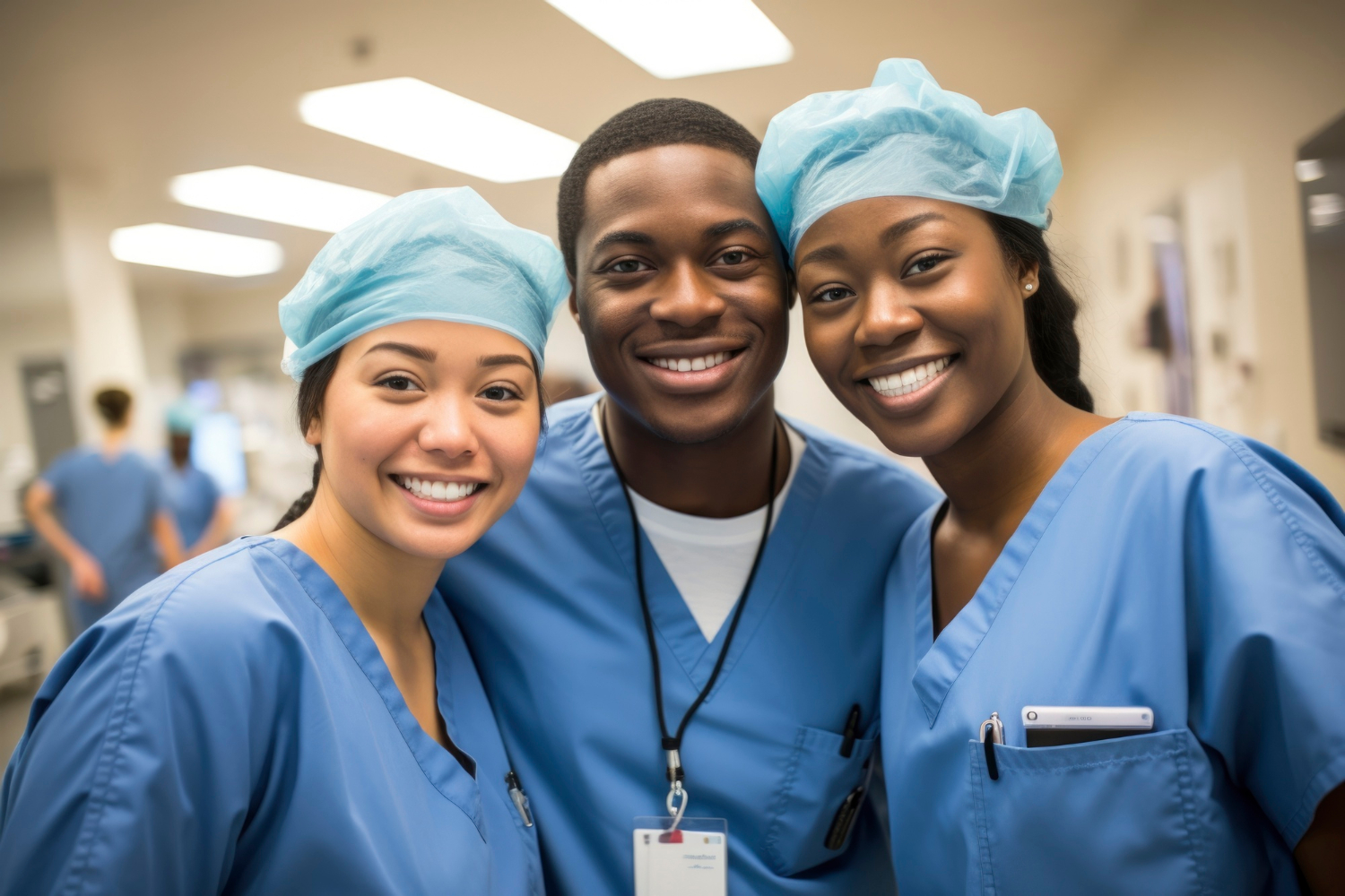 three nurses smiling